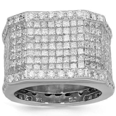 14K Solid White Gold Mens Diamond Pinky Ring 11.50 Ctw